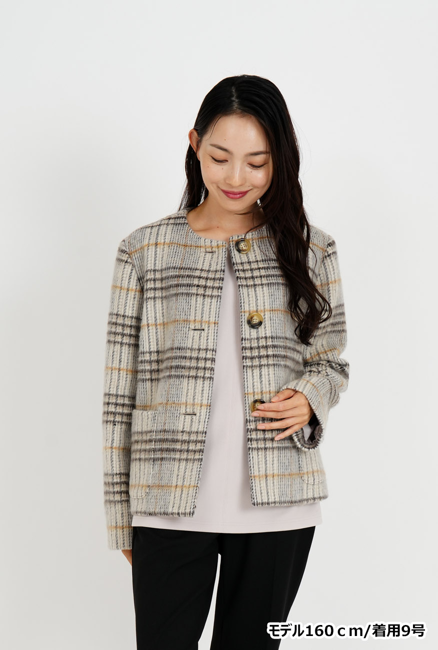新品 Se ninon セニノン ドット ノーカラージャケット 新品 Se ninon セニノン ドット ノーカラージャケット